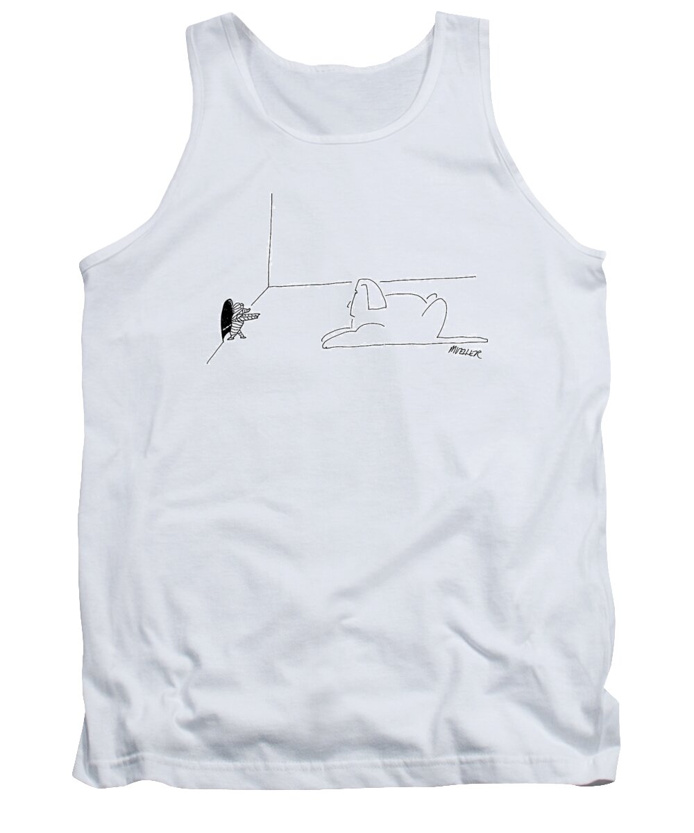 Sphinx Tank Top featuring the drawing New Yorker July 31st, 2000 by Peter Mueller