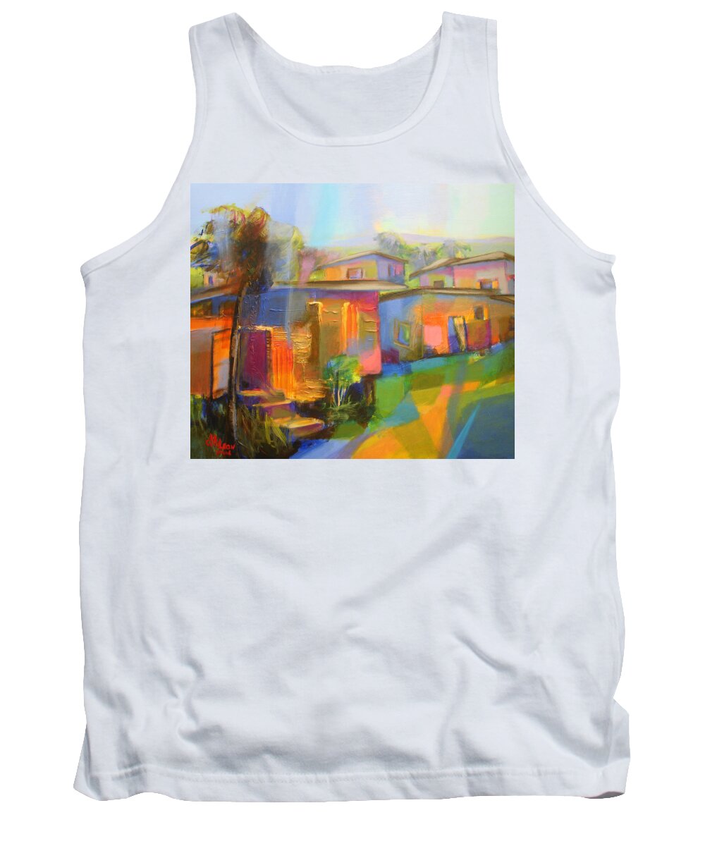 Abstract Tank Top featuring the painting Houses #2 by Cynthia McLean