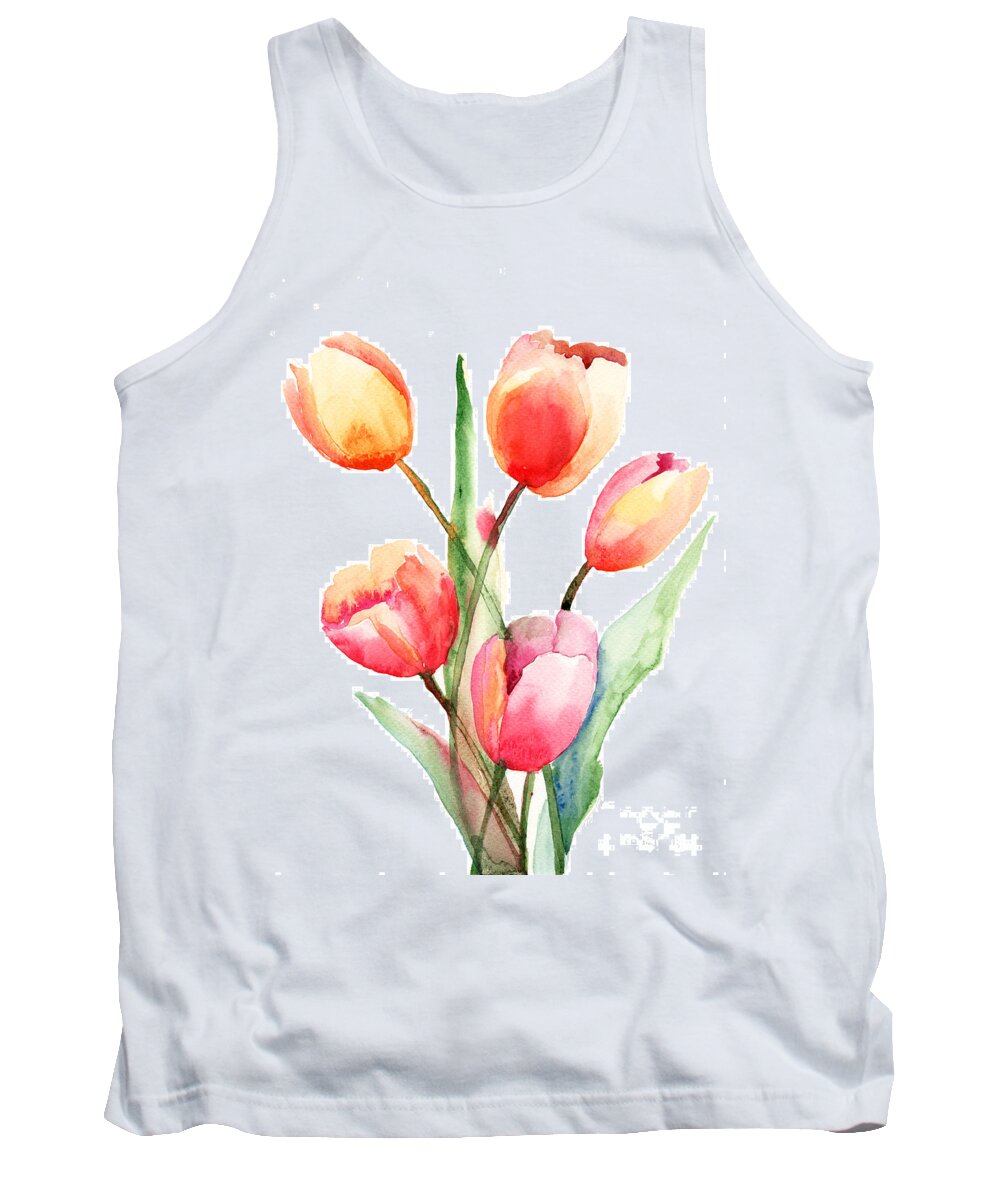 Backdrop Tank Top featuring the painting Tulips flowers #2 by Regina Jershova