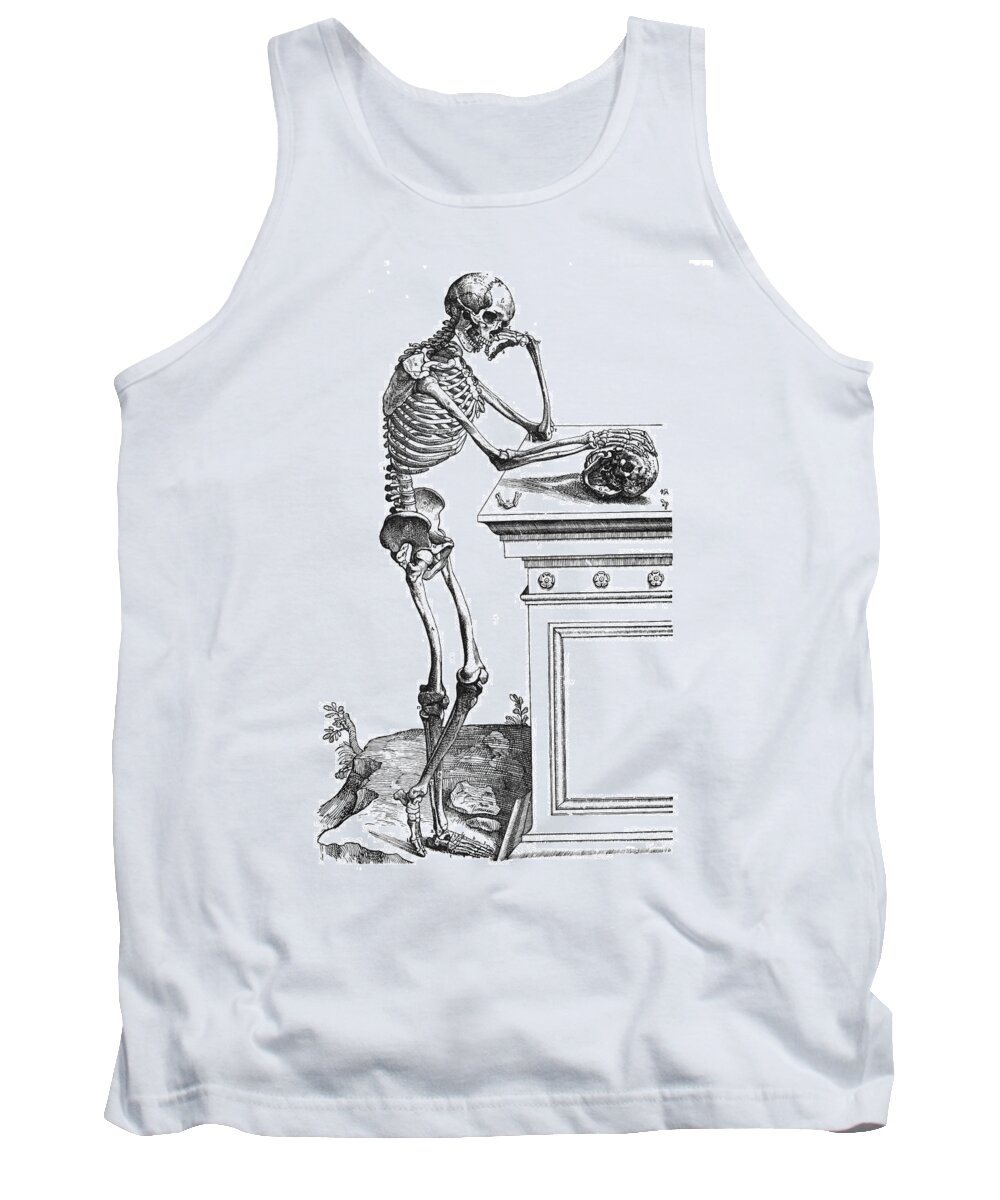 1543 Tank Top featuring the drawing Skeleton, 1543 by Andreas Vesalius