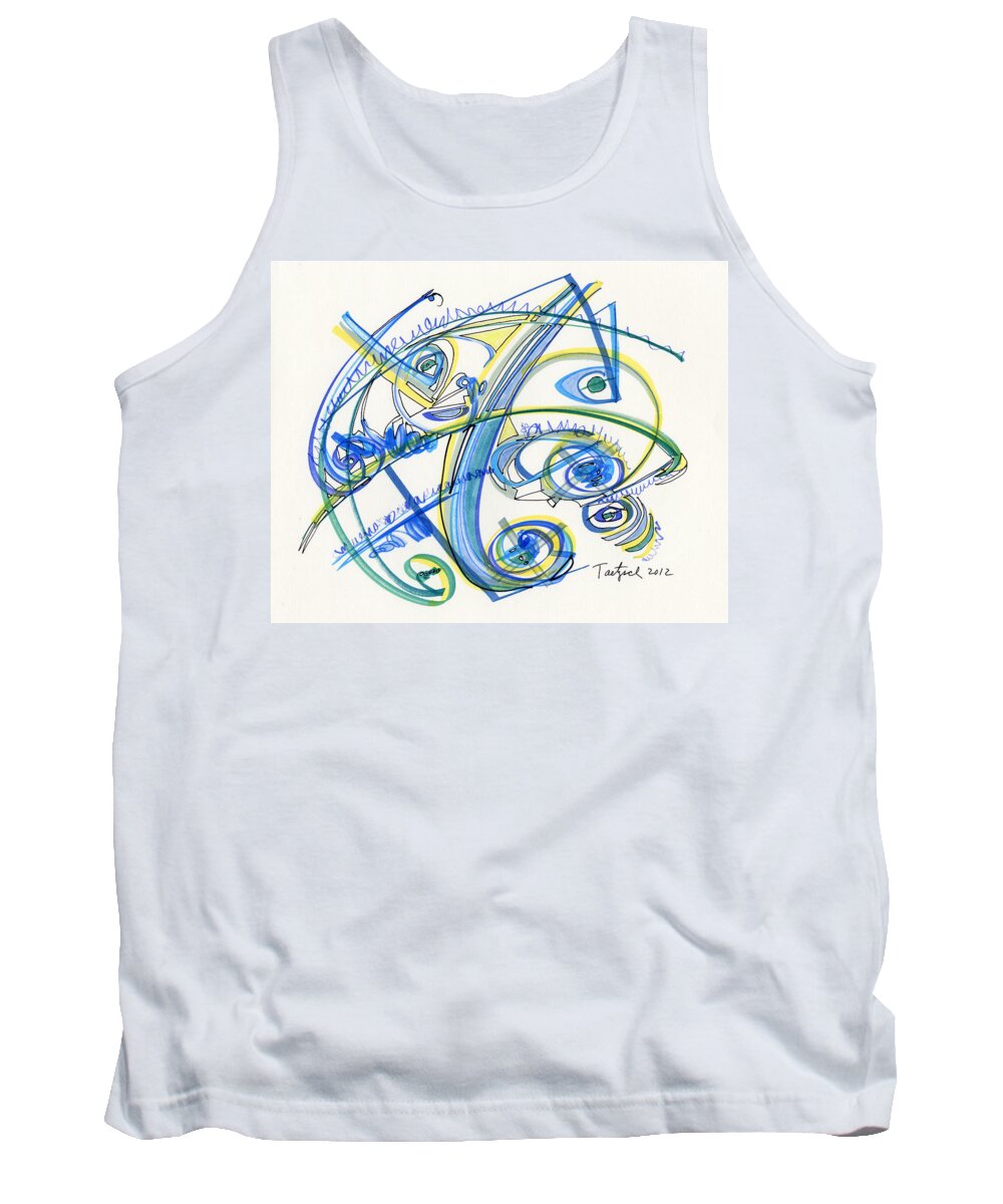 Abstract Tank Top featuring the drawing 2012 Drawing #33 by Lynne Taetzsch