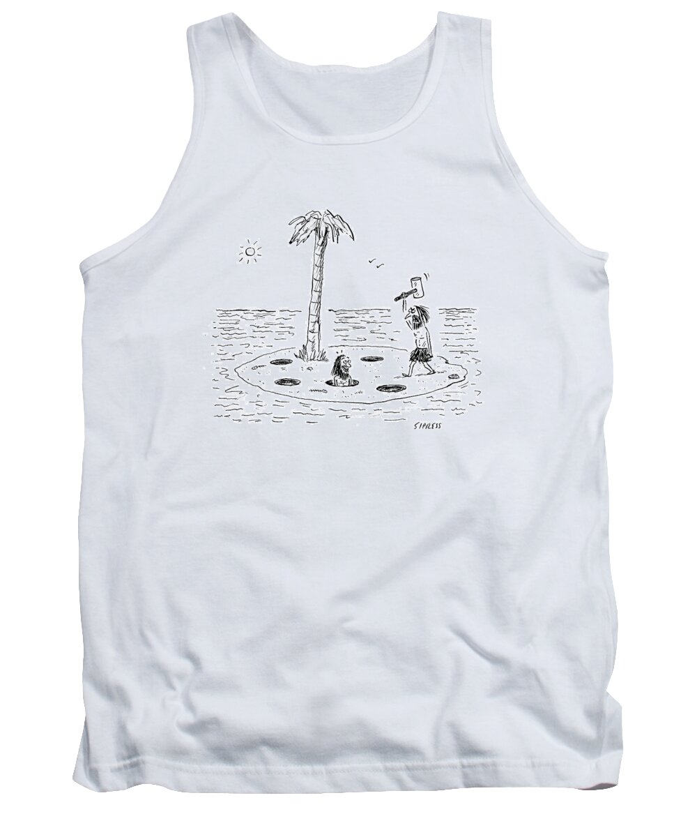 Whac-a-mole Island Tank Top featuring the drawing Whac-a-mole Island by David Sipress