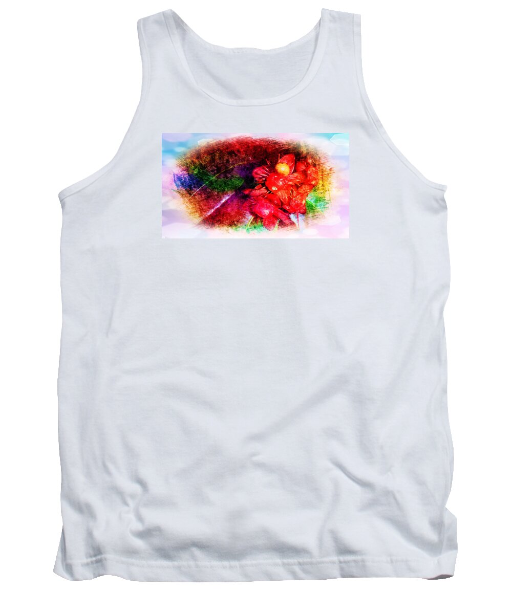 Passion Tank Top featuring the painting The Flowers In Fiery Red #4 by Xueyin Chen