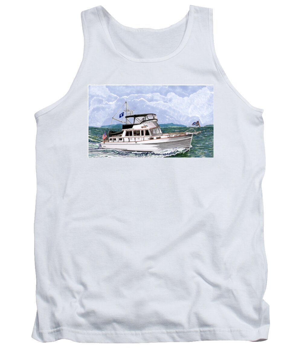 Yacht Portraits Tank Top featuring the painting 42 Foot Grand Banks Motoryacht by Jack Pumphrey