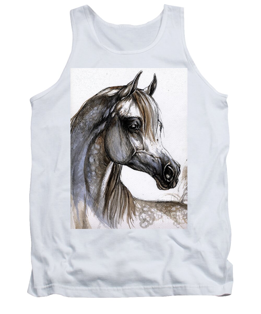 Horse Tank Top featuring the painting Arabian Horse by Ang El