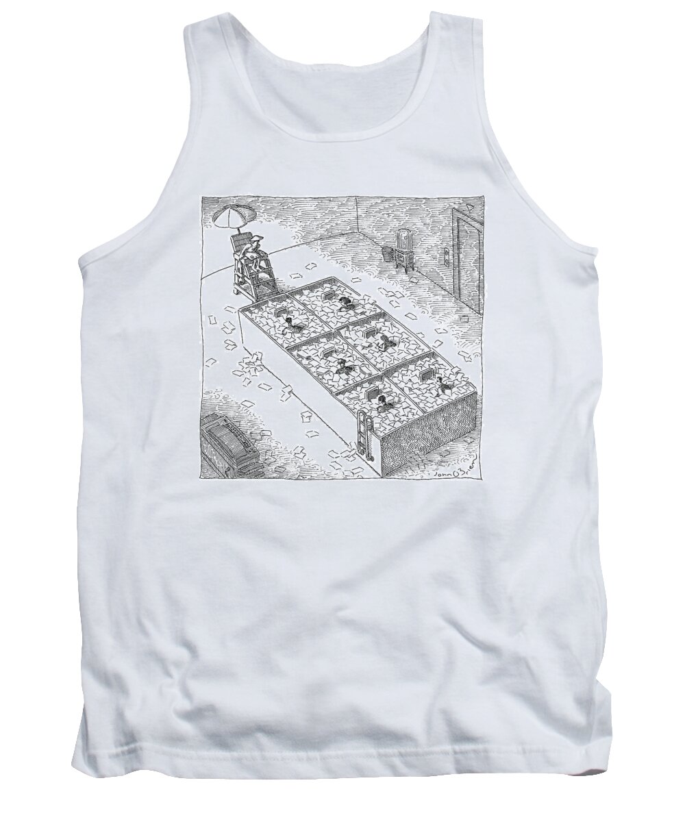 Paper Cubicles Tank Top featuring the drawing Captionless; Paper Cubicles by John O'Brien