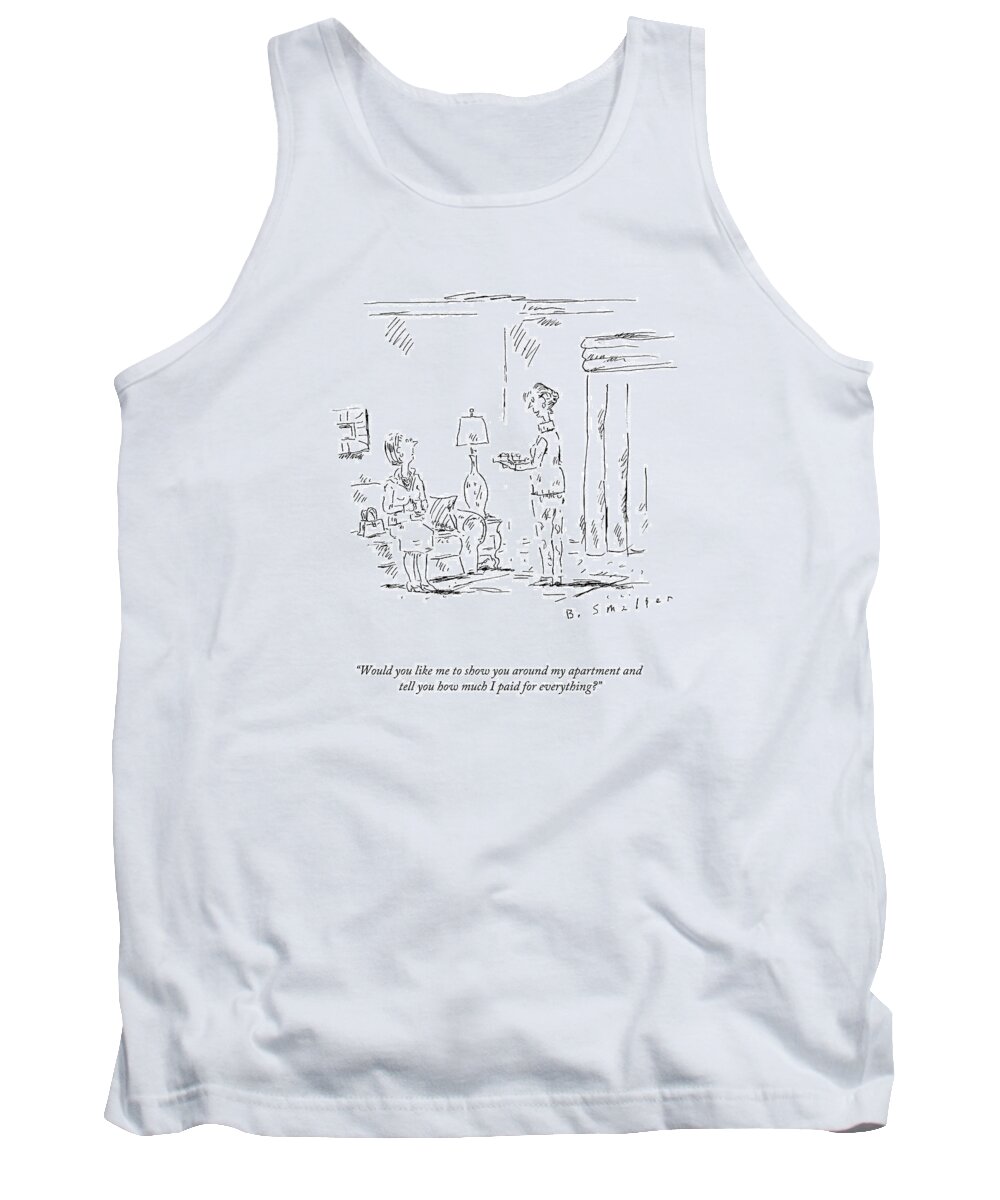 Guests Tank Top featuring the drawing Would You Like Me To Show You Around My Apartment by Barbara Smaller