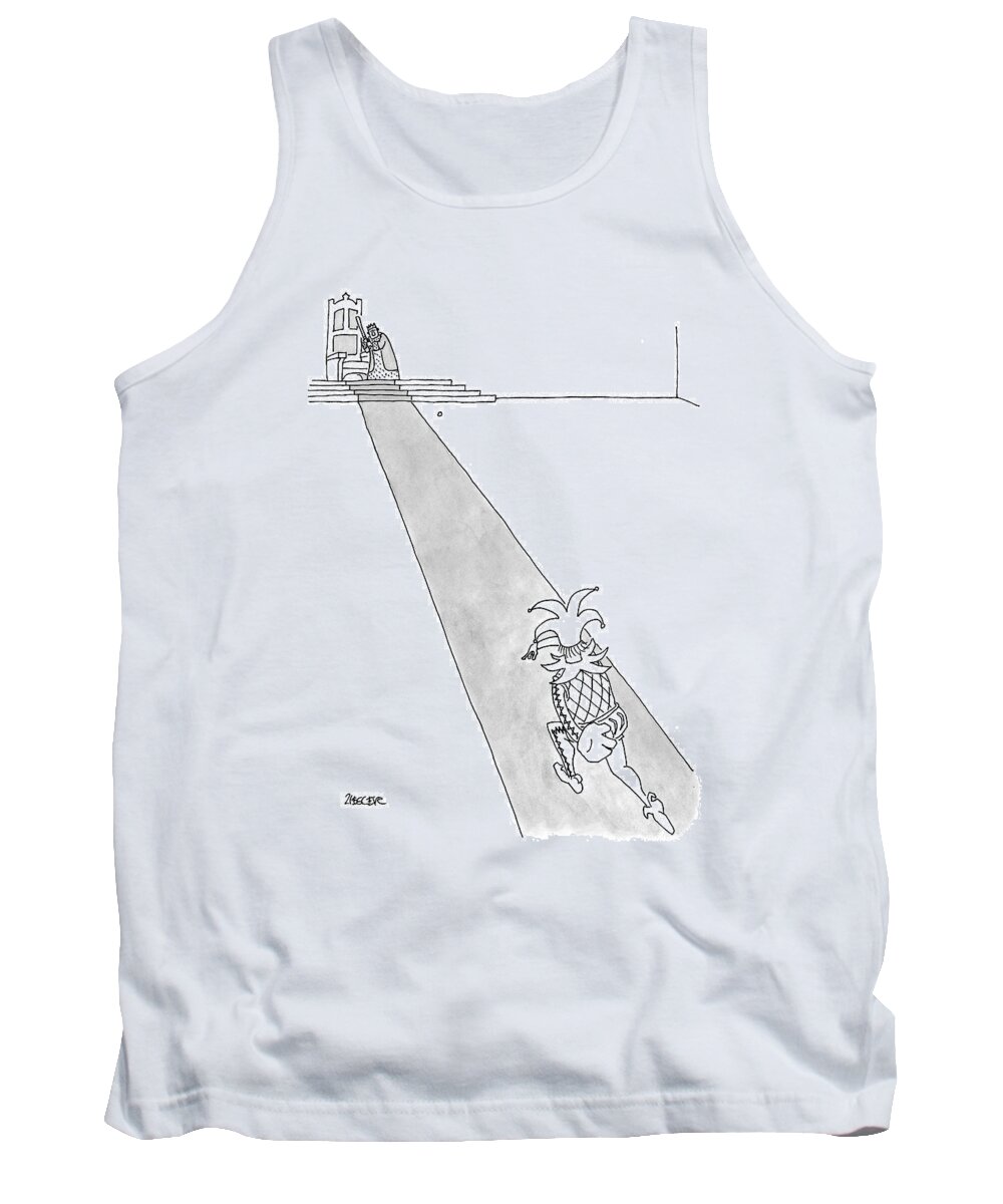 
(a Court Jester Is Throwing A Baseball To A King. The King Stands Beside His Throne Tank Top featuring the drawing Captionless by Jack Ziegler