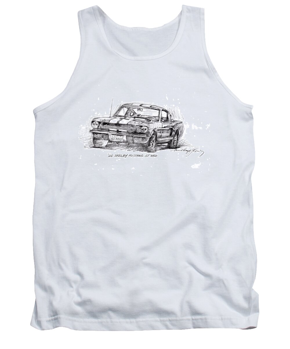 Mustang Tank Top featuring the drawing 66 Shelby 350 GT by David Lloyd Glover