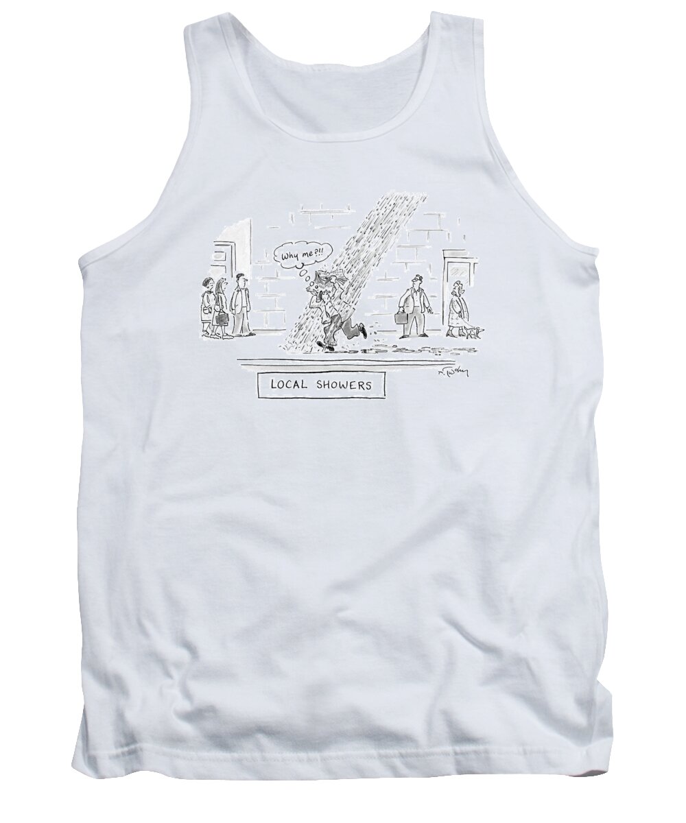 Rain Tank Top featuring the drawing New Yorker December 25th, 2006 by Mike Twohy