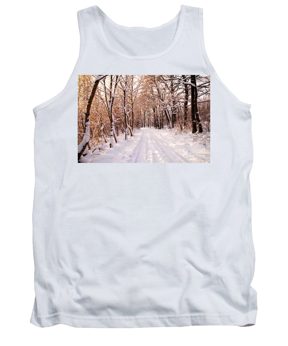 Snow Tank Top featuring the photograph Winter white forest #8 by Michal Bednarek