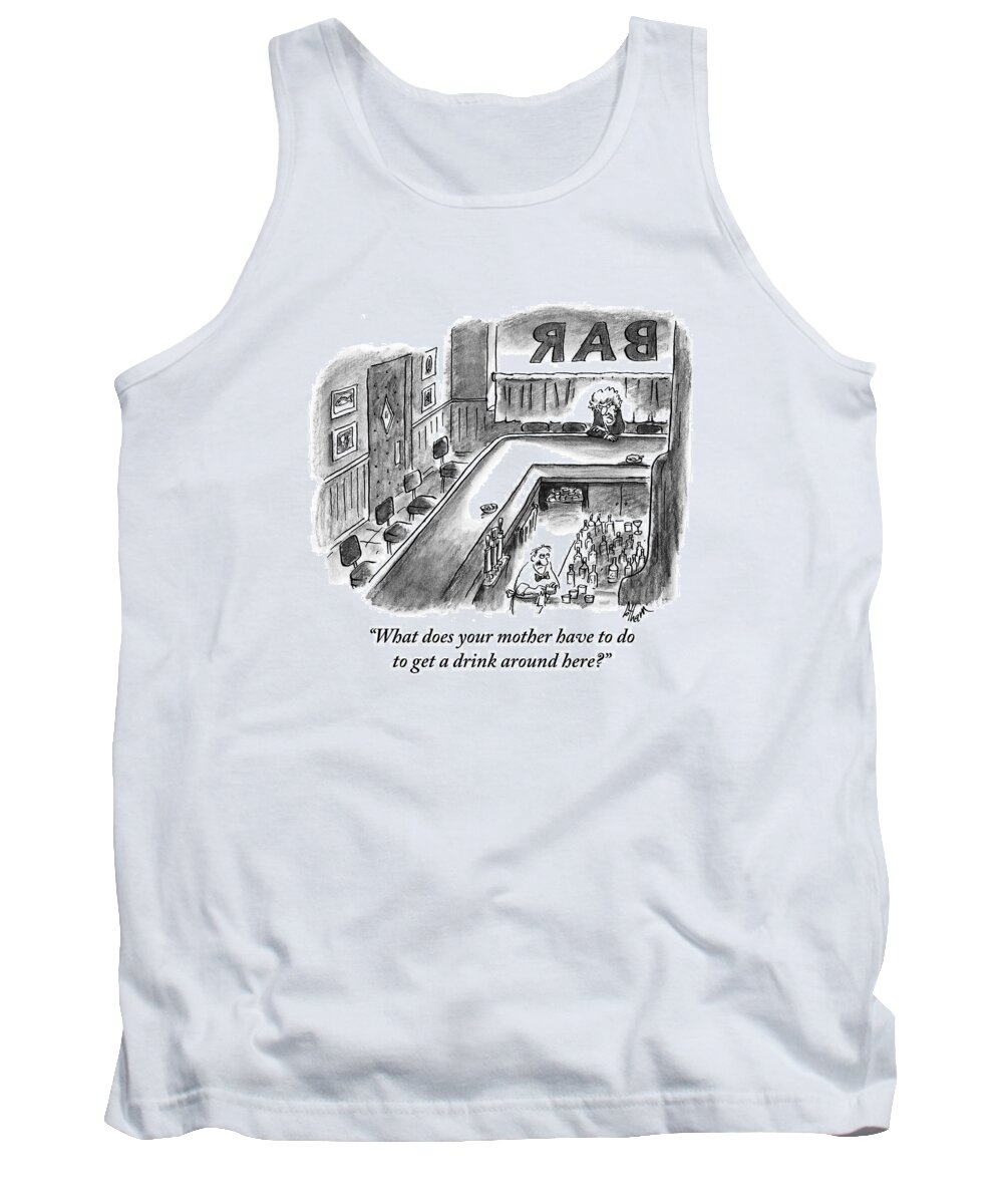 Bars Tank Top featuring the drawing A Bartender Cleans A Glass. At The Other End by Frank Cotham