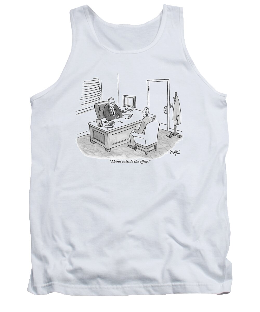 Offices Tank Top featuring the drawing A Boss Asks His Employee by Robert Leighton