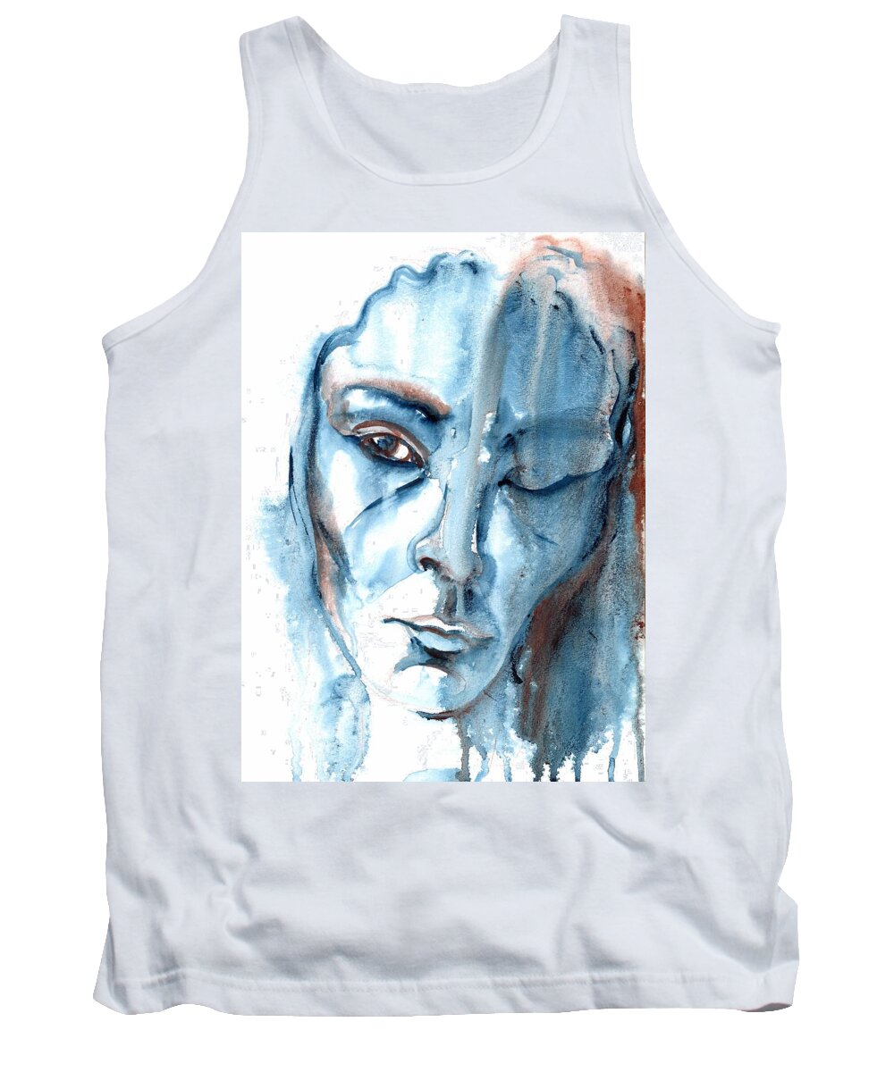 Watercolor Portrait Tank Top featuring the painting A Case of You by Ashley Kujan