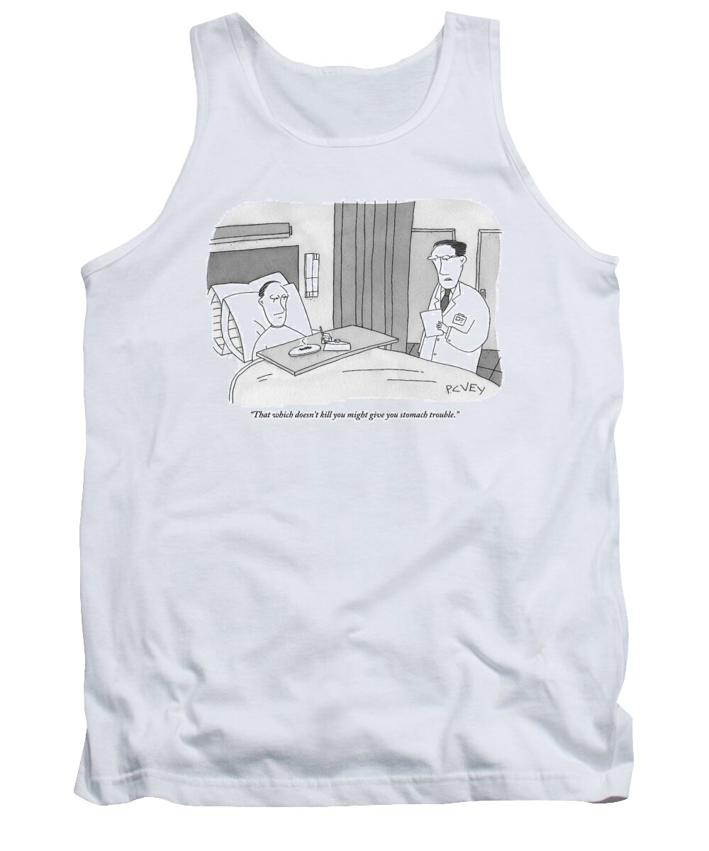 Doctors Tank Top featuring the drawing A Doctors Is Seen Talking To A Bed-bound Patient by Peter C. Vey
