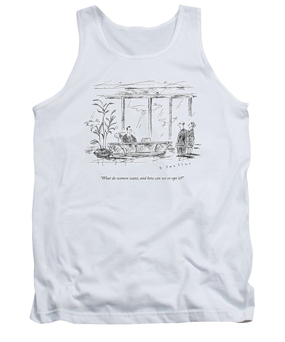 Advertising Tank Top featuring the drawing A Executive Speaks To His Two Employees by Barbara Smaller