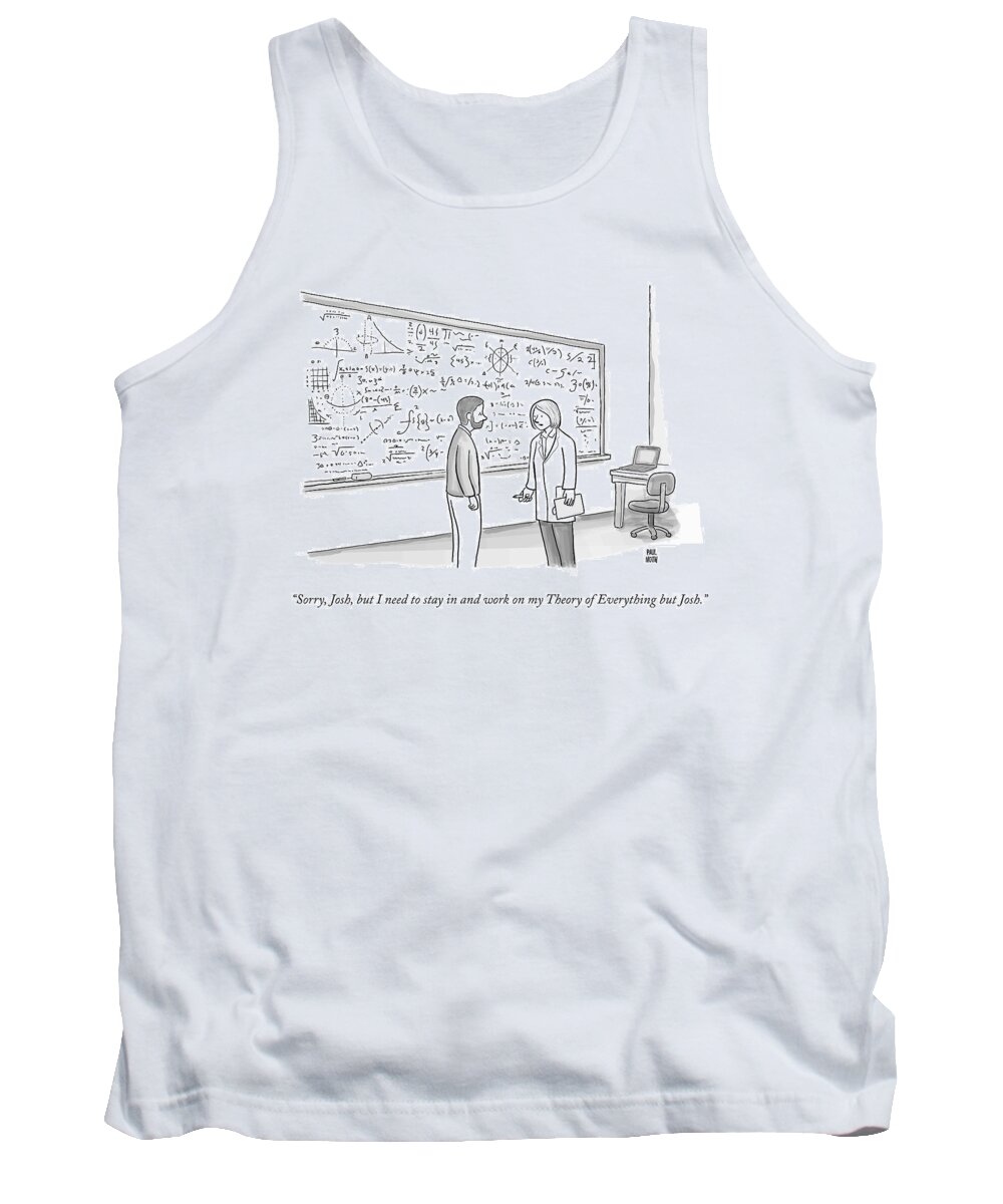 Dating Tank Top featuring the drawing A Female Math Professor Speaks To A Man by Paul Noth