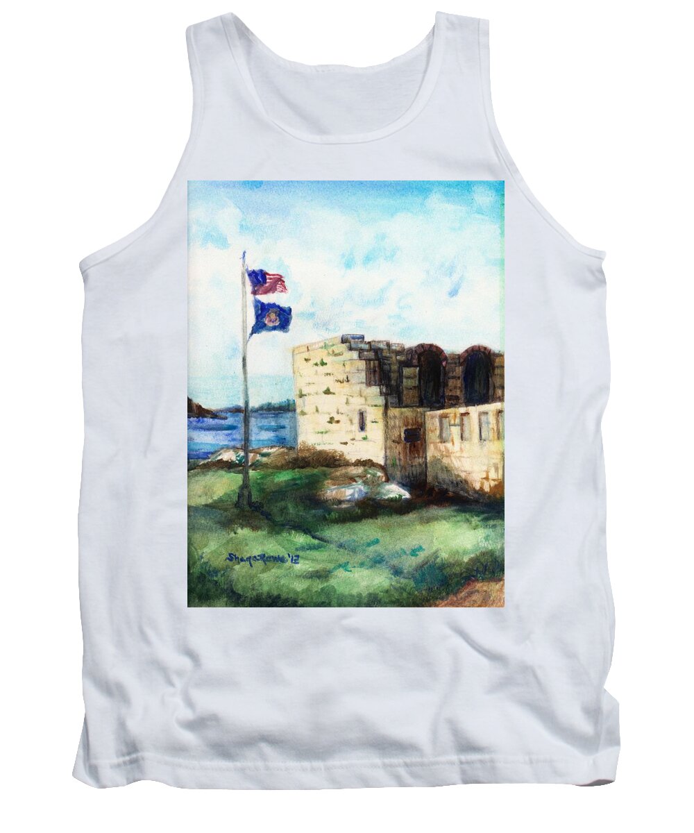 Fort Tank Top featuring the painting A Fort in Maine by Shana Rowe Jackson