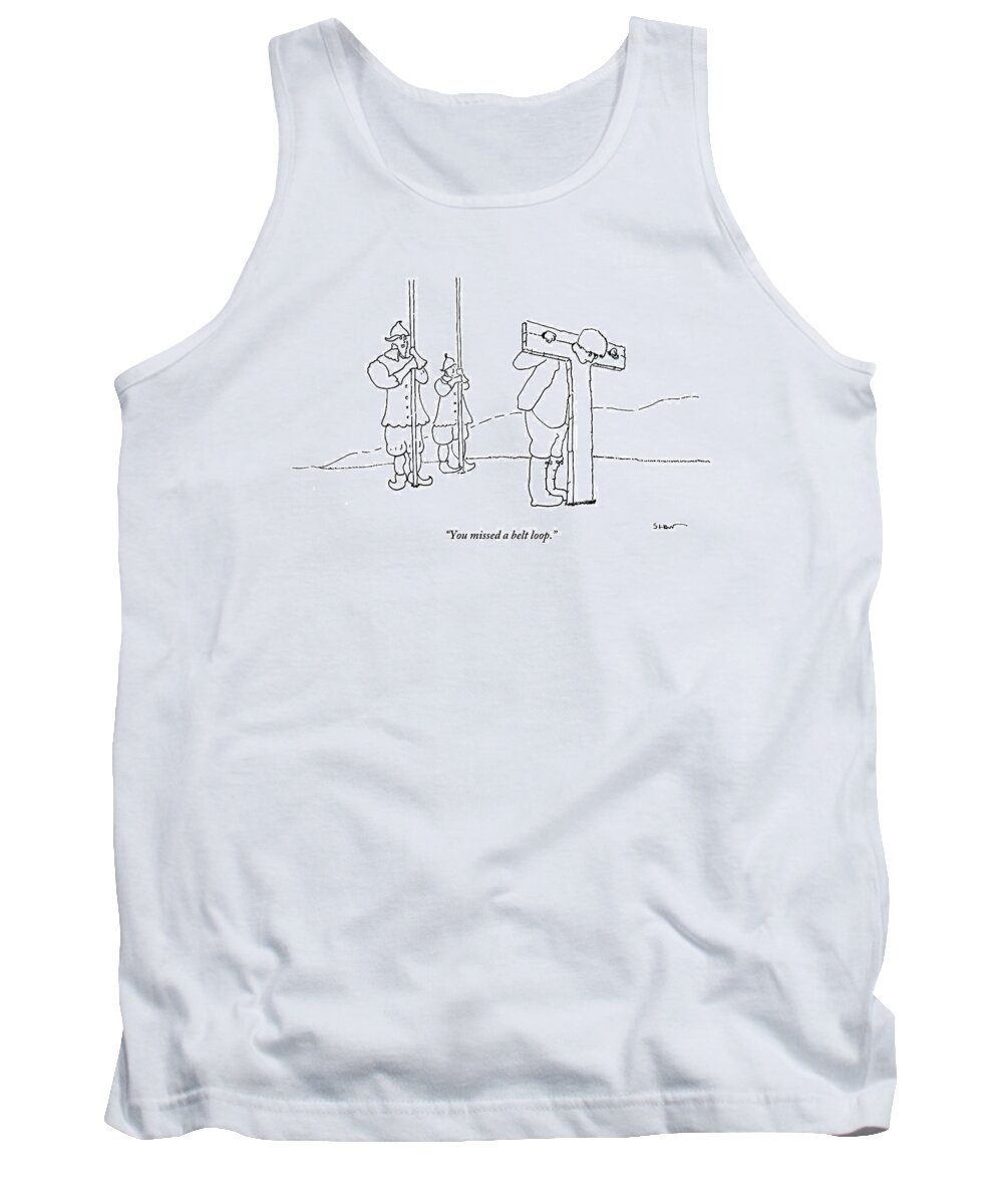Prison Tank Top featuring the drawing A Guard Talks To A Prisoner In The Stockade by Michael Shaw