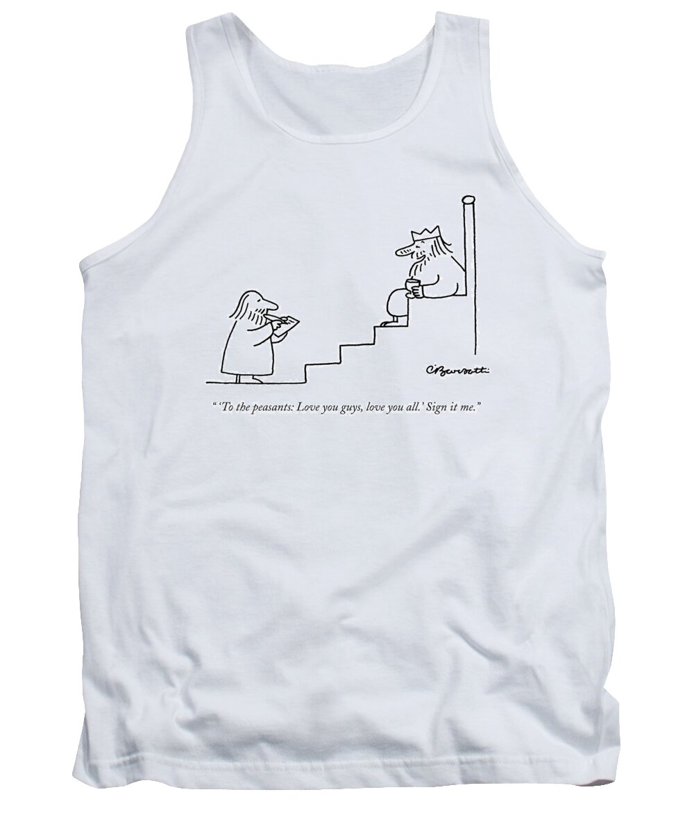 Kings Tank Top featuring the drawing A King In A Throne by Charles Barsotti