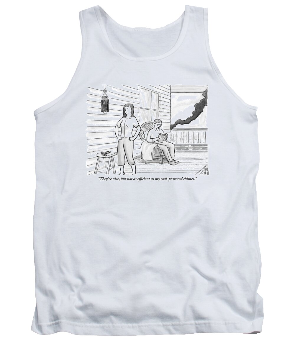 Porch Tank Top featuring the drawing A Man Sits On The Porch by Paul Noth