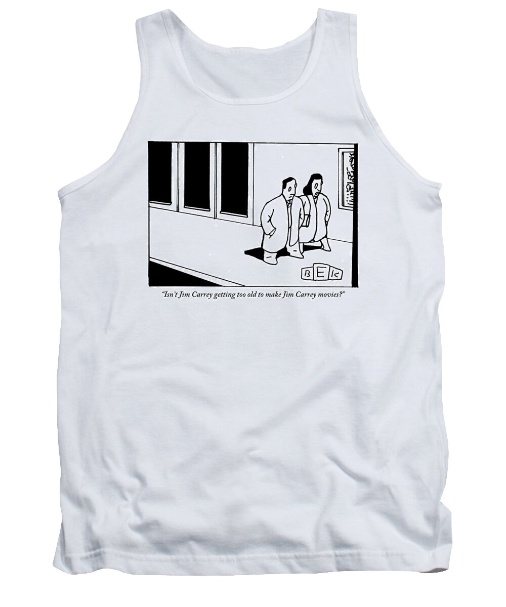 Comedians Tank Top featuring the drawing A Middle-aged Couple Walk Down The Street by Bruce Eric Kaplan