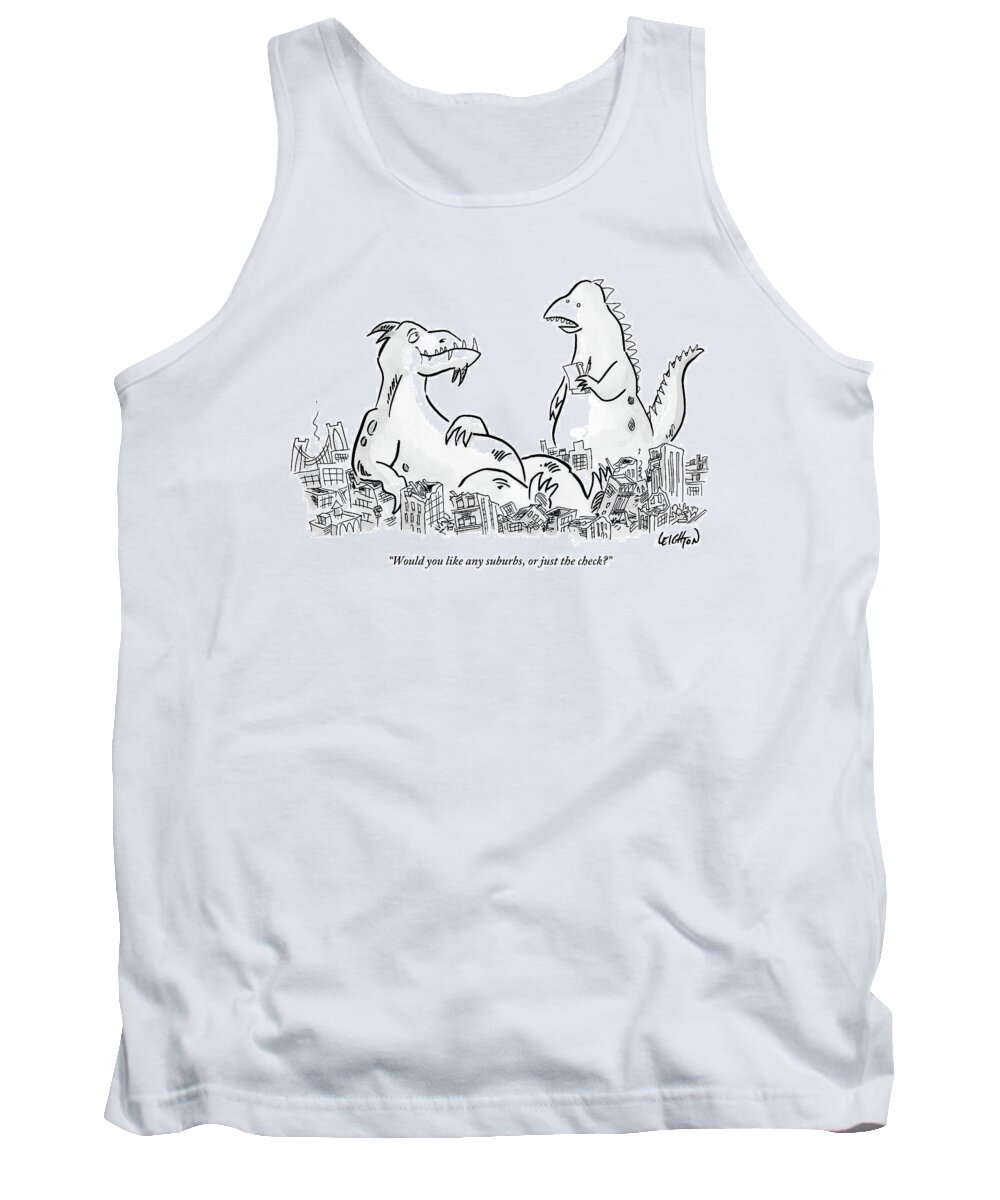 Waiters Tank Top featuring the drawing A Monster Sits by Robert Leighton