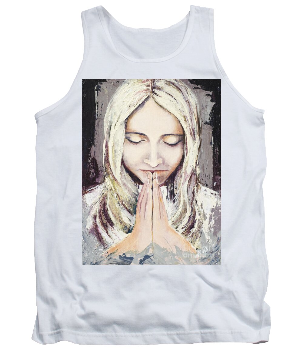 Acrylic Tank Top featuring the painting A Prayer... by Elisabeta Hermann