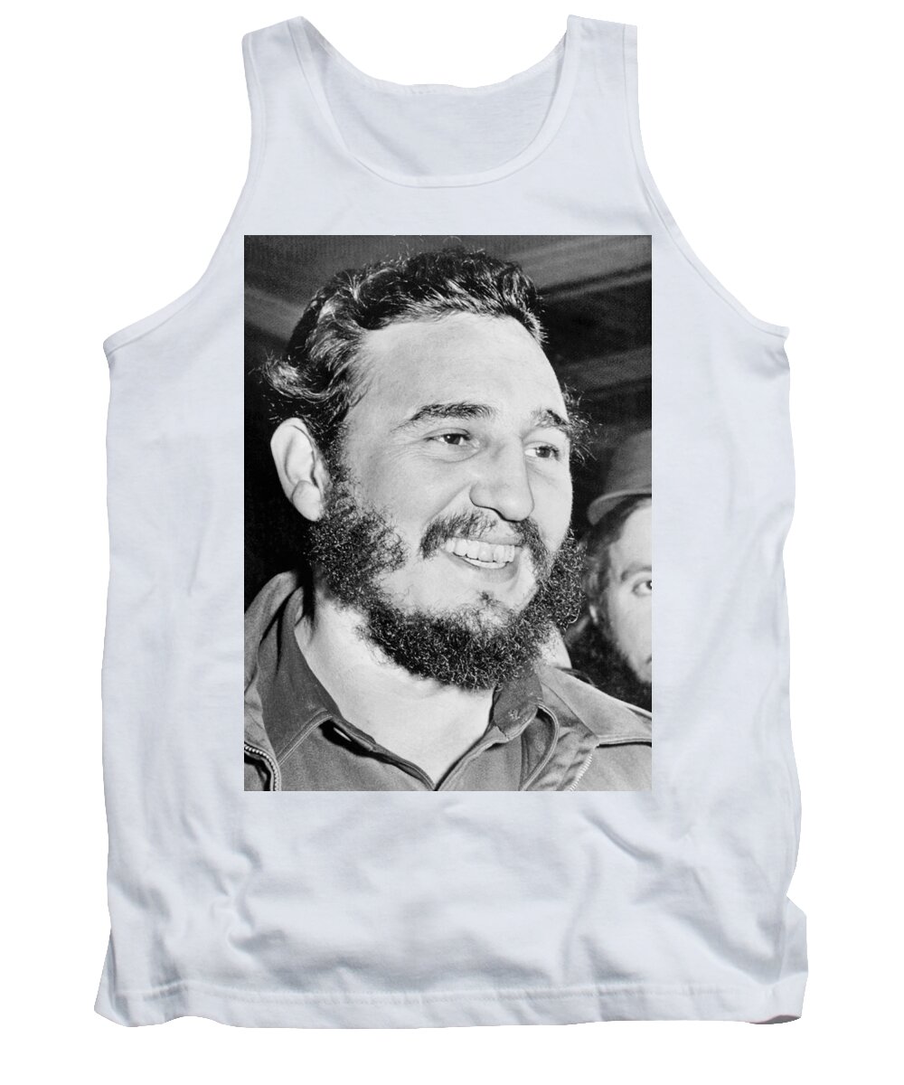1 Person Tank Top featuring the photograph A Smiling Fidel Castro by Underwood Archives