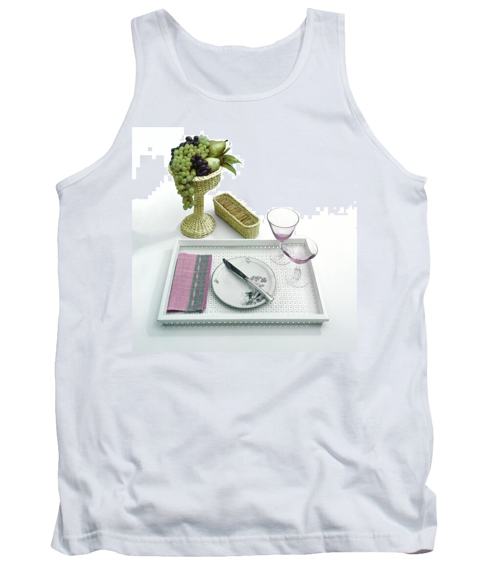 Home Tank Top featuring the photograph A Summer Table Setting On A Tray by Haanel Cassidy