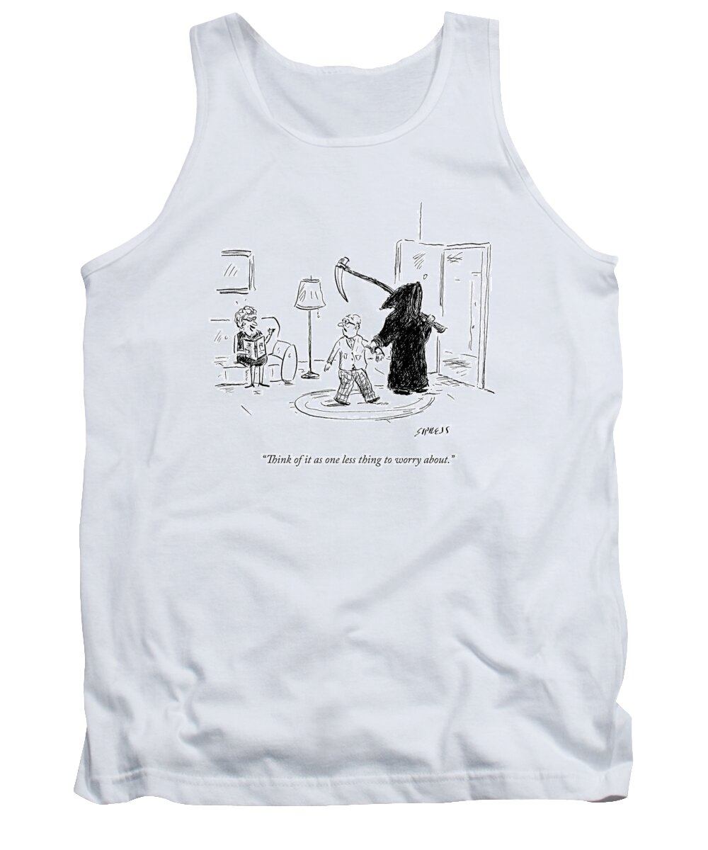 Grim Reaper Tank Top featuring the drawing A Wife Says To Her Husband by David Sipress