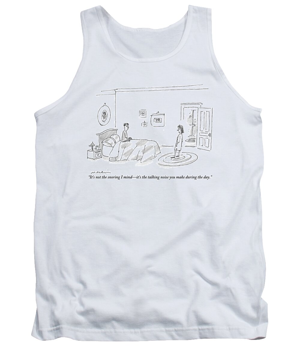 Fights Tank Top featuring the drawing A Woman Complains About The Talking Noise by Michael Maslin