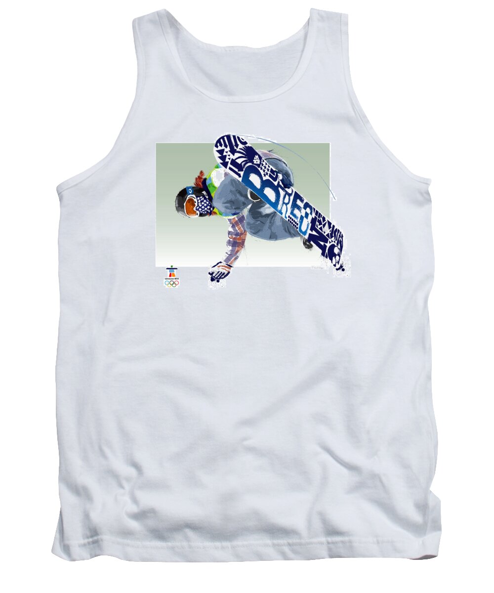 Shaun White Tank Top featuring the digital art Air Born for Gold by Scott Weigner