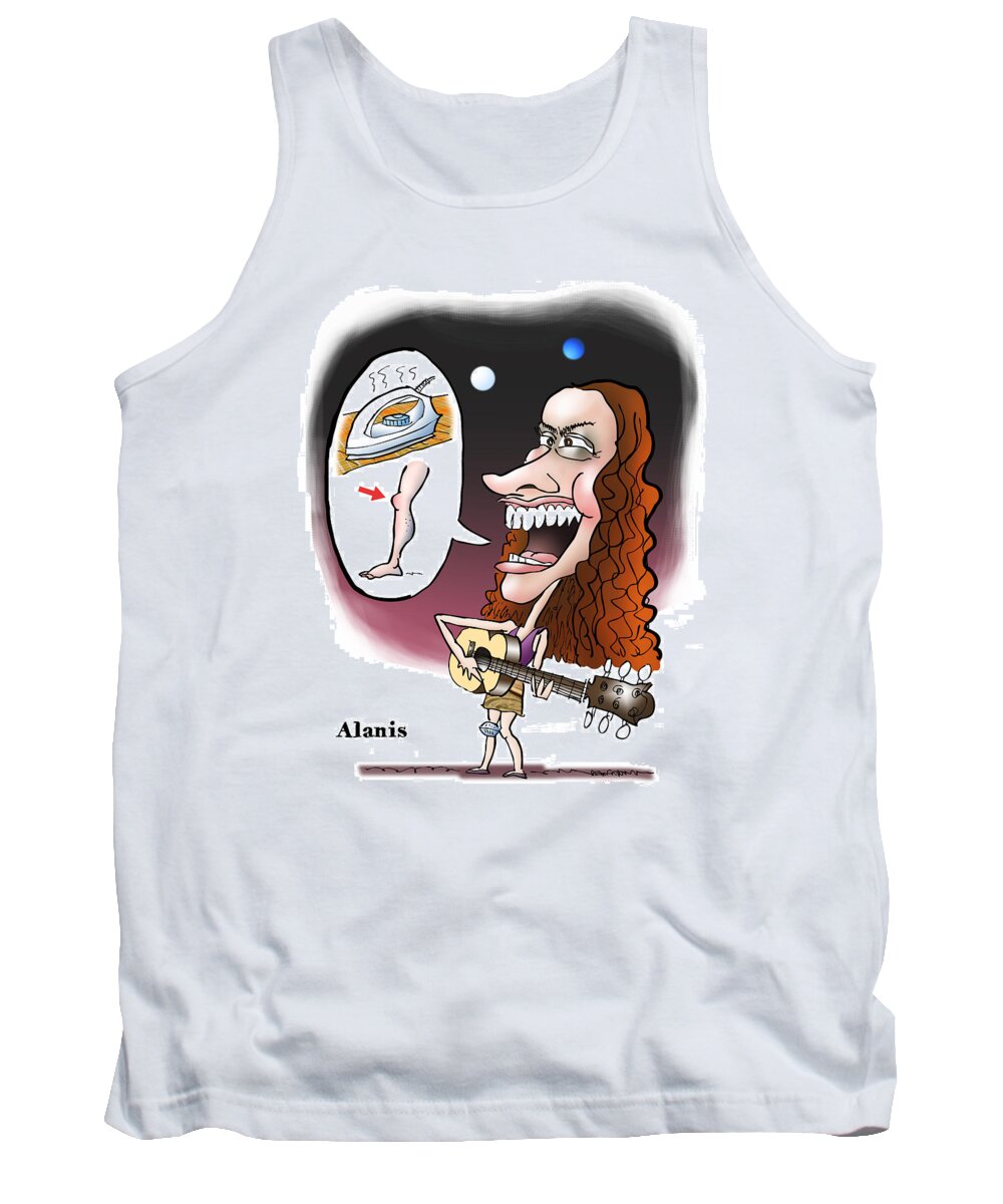 Cartoon Tank Top featuring the digital art Alanis Morissette by Mark Armstrong