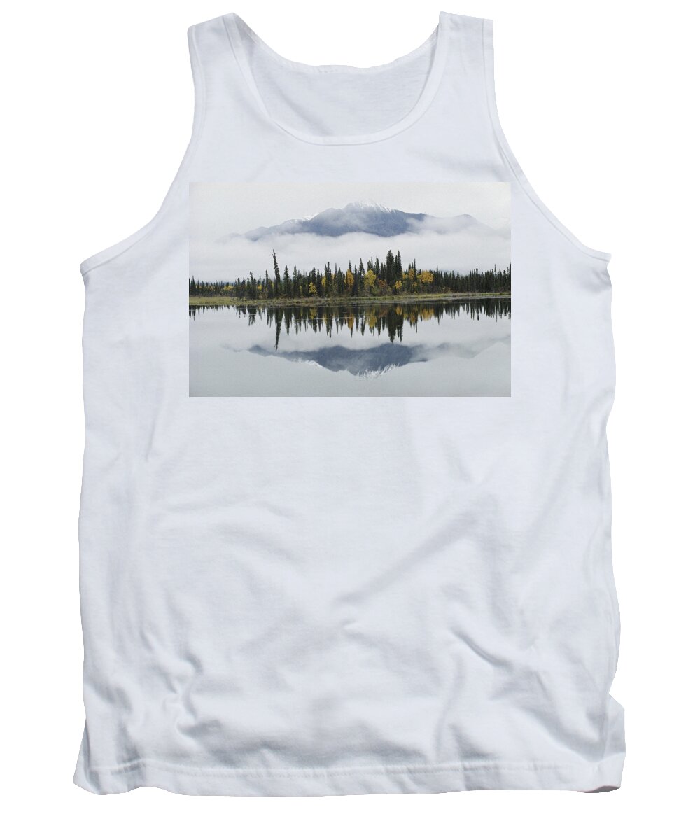Feb0514 Tank Top featuring the photograph Alaska Range Reflected In Slana Slough by Michael Quinton