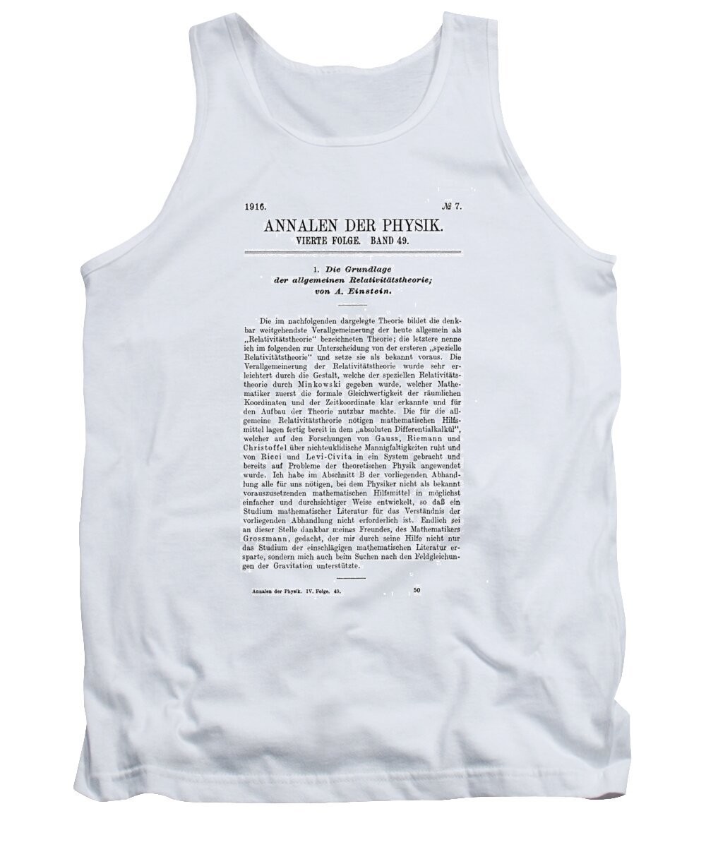 1916 Tank Top featuring the painting Albert Einstein Page by Granger