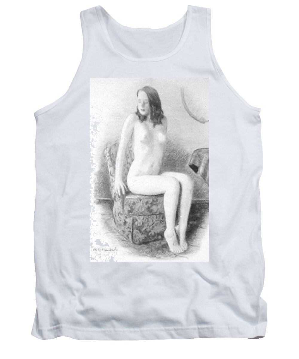 Nude Tank Top featuring the drawing Amber by Asa Jones