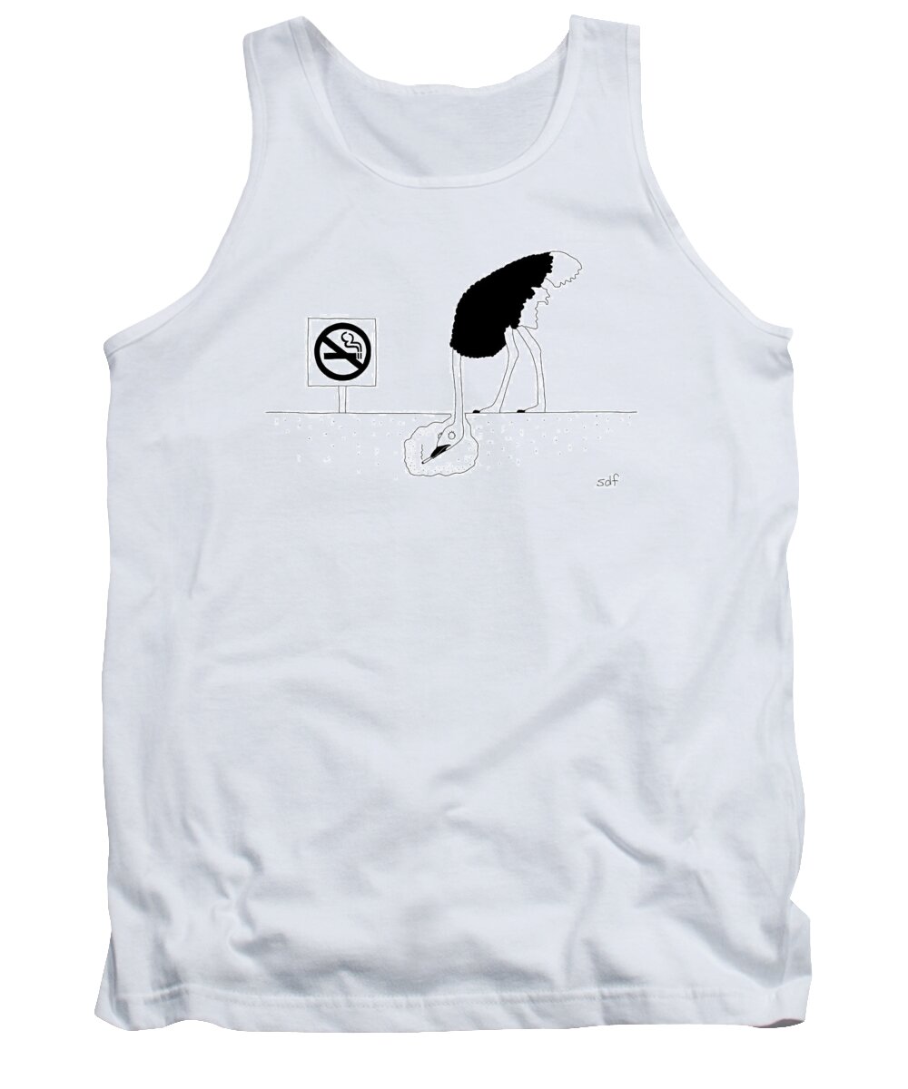 Ostrich Tank Top featuring the drawing An Ostrich With Its Head Buried by Seth Fleishman