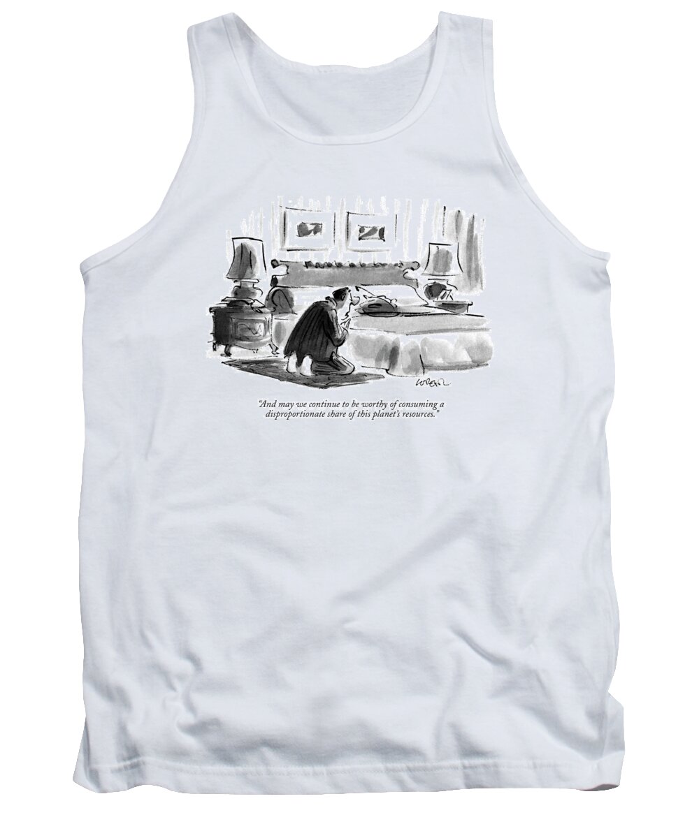 Religion Tank Top featuring the drawing And May We Continue To Be Worthy Of Consuming by Lee Lorenz