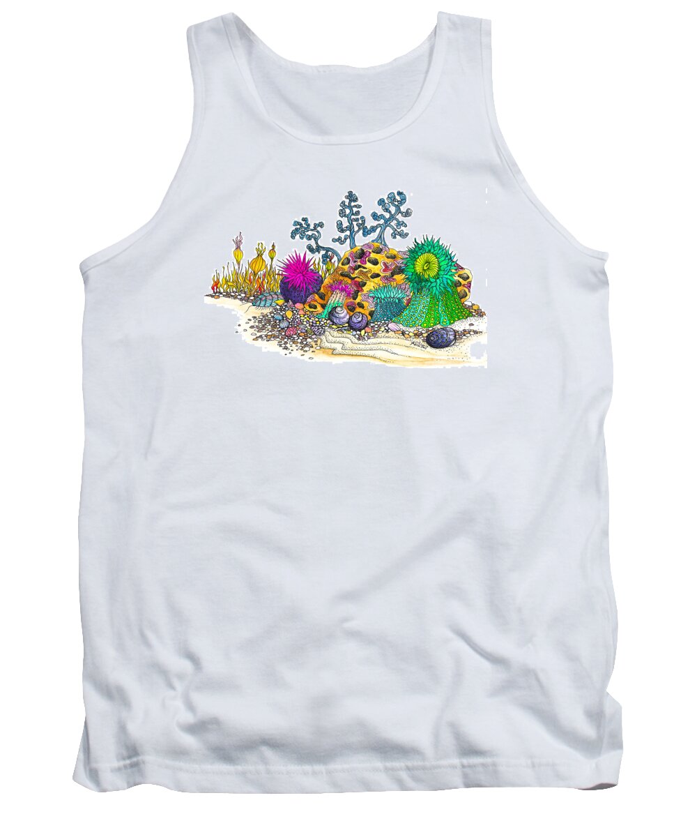 Adria Trail Tank Top featuring the drawing Anemone Garden by Adria Trail