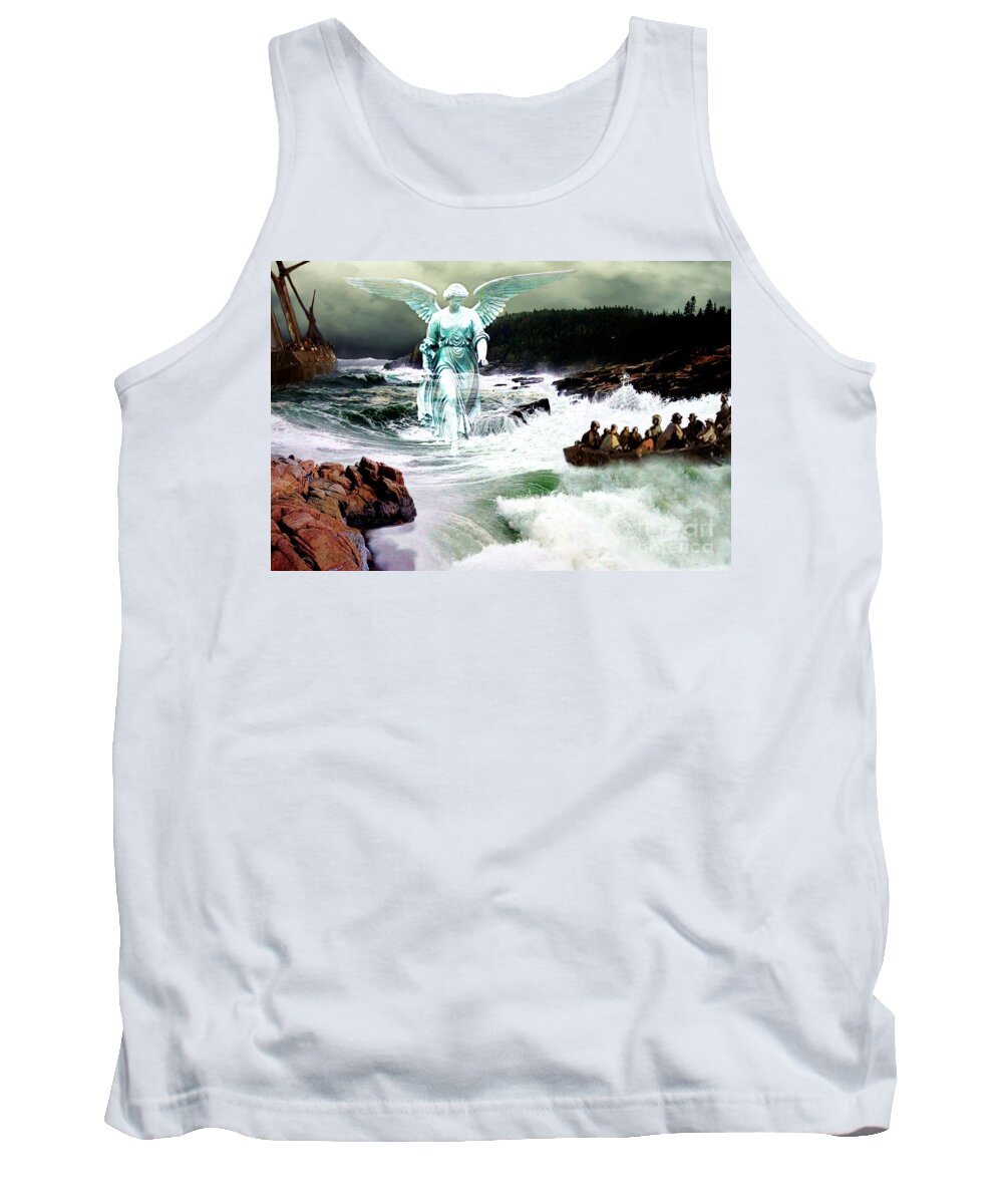 Angel Tank Top featuring the digital art Angel of the Storm by Lianne Schneider