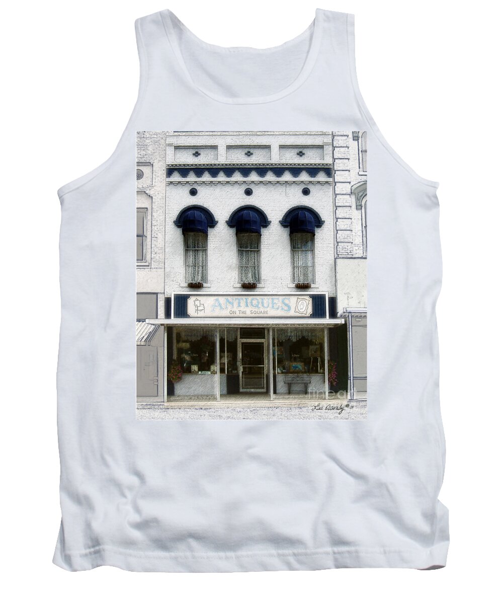 Windows On The Square Tank Top featuring the photograph Antiques On the Square by Lee Owenby