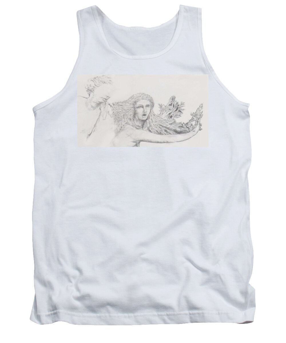 Apollo Tank Top featuring the drawing Apollo and Laurel Tree by Michelle S White