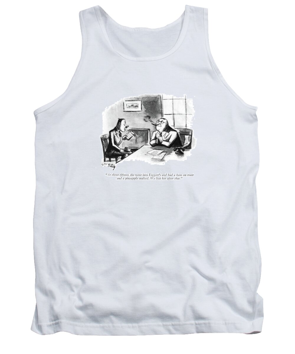 111004 Wst William Steig  Tank Top featuring the drawing We Lost Her After That by William Steig