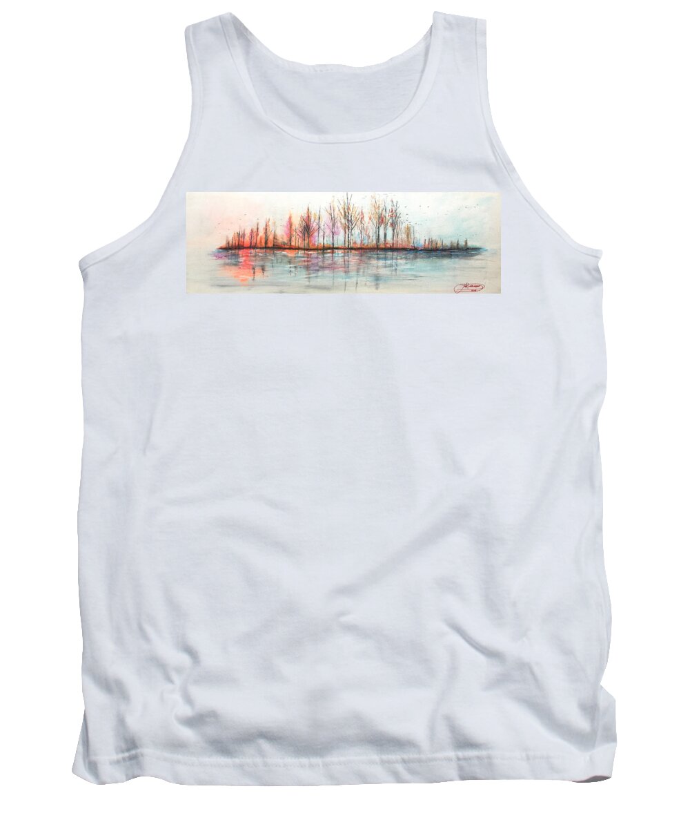Artwork Tank Top featuring the painting Autumn In The Hamptons by Jack Diamond