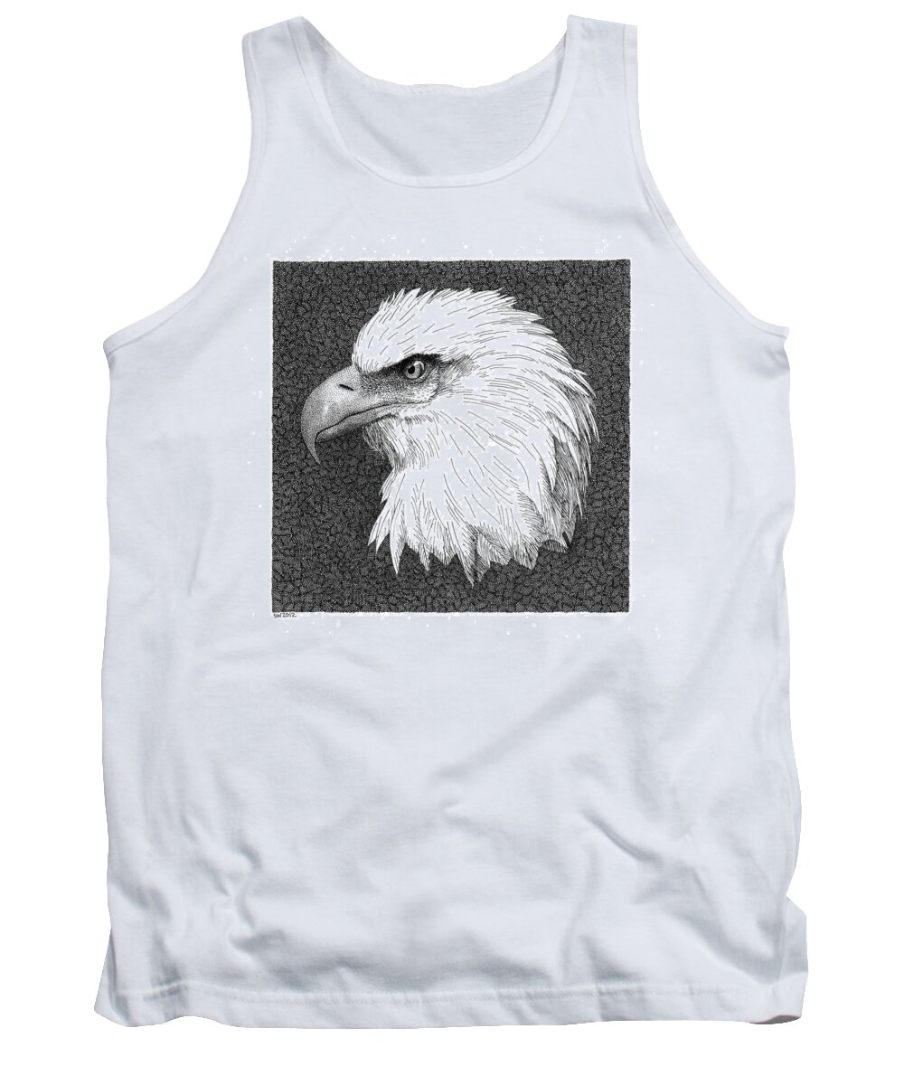 Bald Eagle Tank Top featuring the drawing Bald Eagle by Scott Woyak