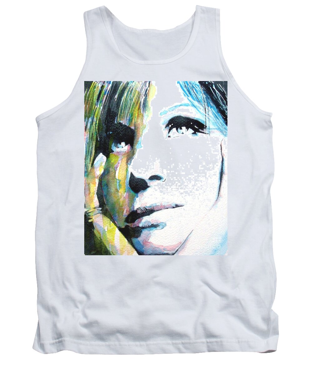 The Wonderful Barbara Streisand Caught In Waterrcolor Tank Top featuring the painting Barbra Streisand by Paul Lovering
