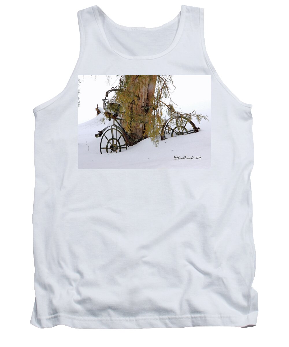 Bicycle Tank Top featuring the photograph Bicycle in Snow by PJQandFriends Photography