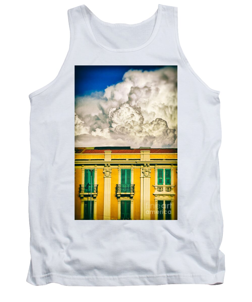 Architecture Tank Top featuring the photograph Big cloud over city building by Silvia Ganora