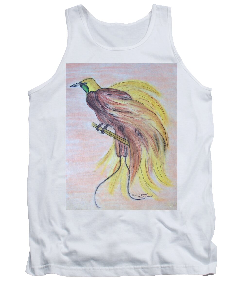 Bird Tank Top featuring the drawing Bird of Paradise by Susan Turner Soulis